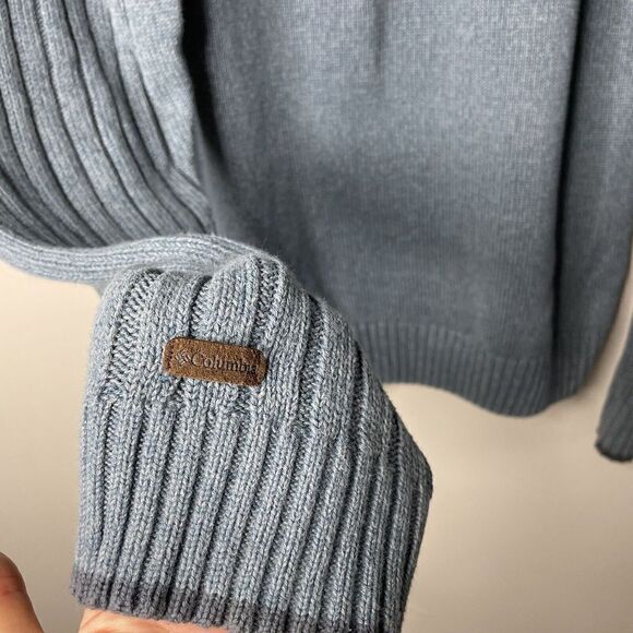 COLUMBIA Sweater Mens XL Blue Ribbed V-Neck Pullover 100% Cotton - Picture 5 of 8